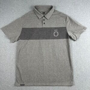 DoTERRA Polo Shirt Mens XL Gray Short Sleeve Collared Logo Strip Golf Preppy